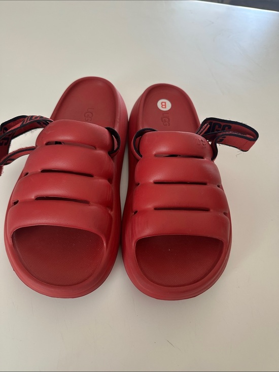 UGG Red Puff Slide with Branded Back Strap main image 3